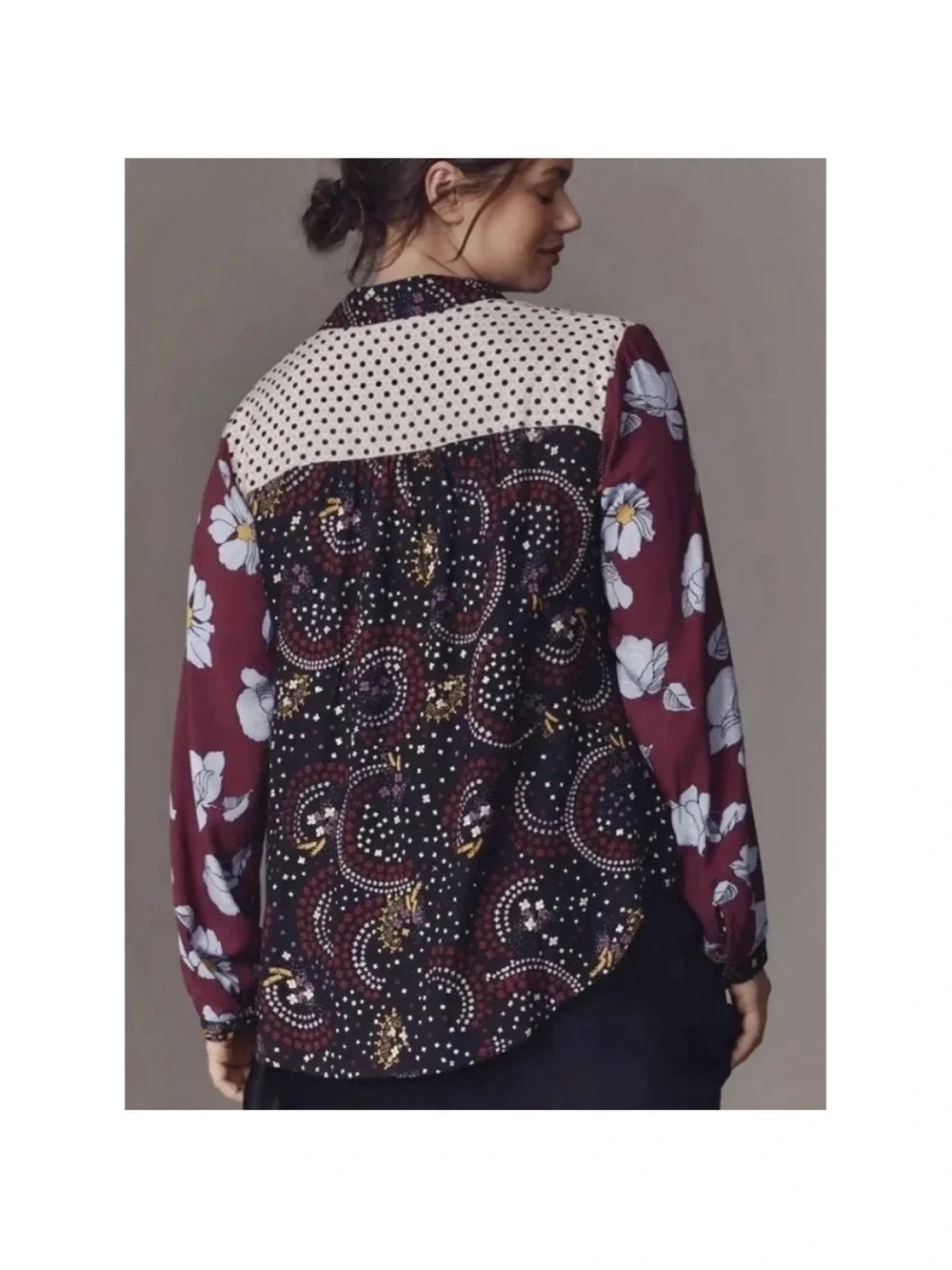 Maeve The Paz Alisa Contrast Mixed-Print DOG Button-Down